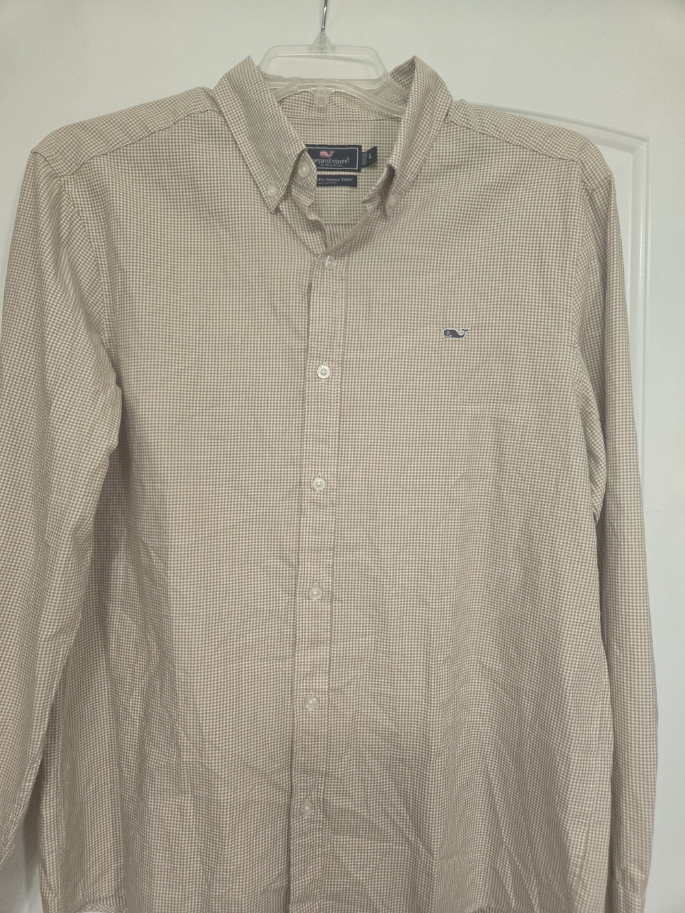 Vineyard Vines Men’s Beige Micro-Check Button-Down Shirt
